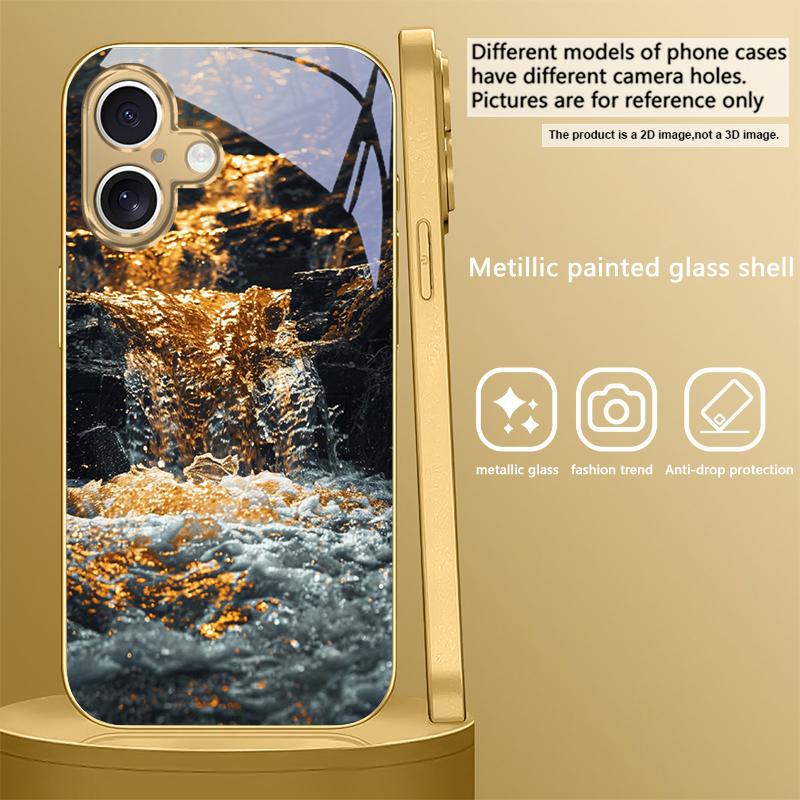 

Glorious landscapes For IPhone 17Pro Max 16 17 Pro 15 Pro 14 13 Plus 12 Mini 11Pro Max XR 16E 17 Air Golden glass phone case iPhone 15 Pro Max