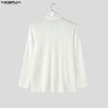 INCERUN Men Long Sleeve with Tie Detail Slim Fit Casual Knit Ribbed Tops Pullovers