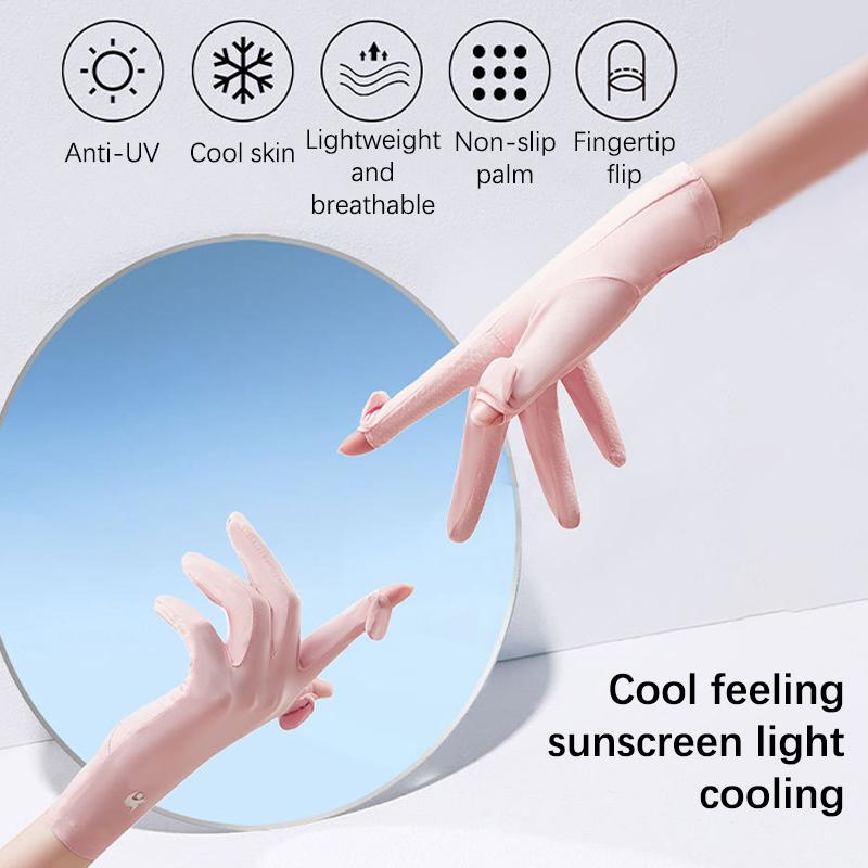 Summer  Sunscreen Gloves For Women Solid Color Uv Protection Ladies Gloves