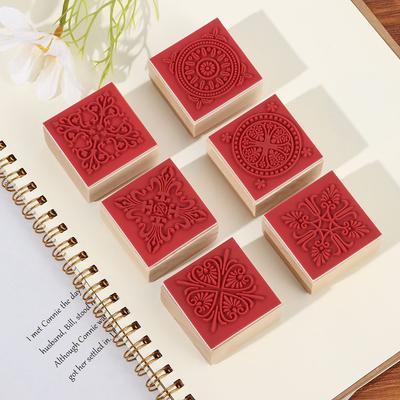 Hot Sale Vintage Square Floral Wooden Stamps Seal Rubber Stamps Scrapbooking Making Decorative Sewing DIY Craft Tools