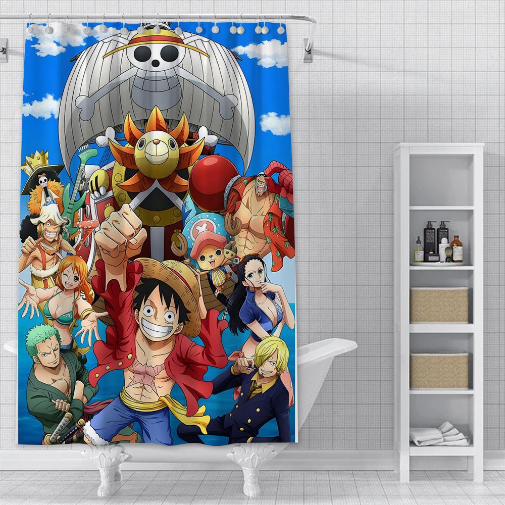 Shower Anime For L-Luffys Curtain Waterproof Polyester Fabric Paint Colorful Bath Curtains Home Bathroom Decor Curtain With Hook