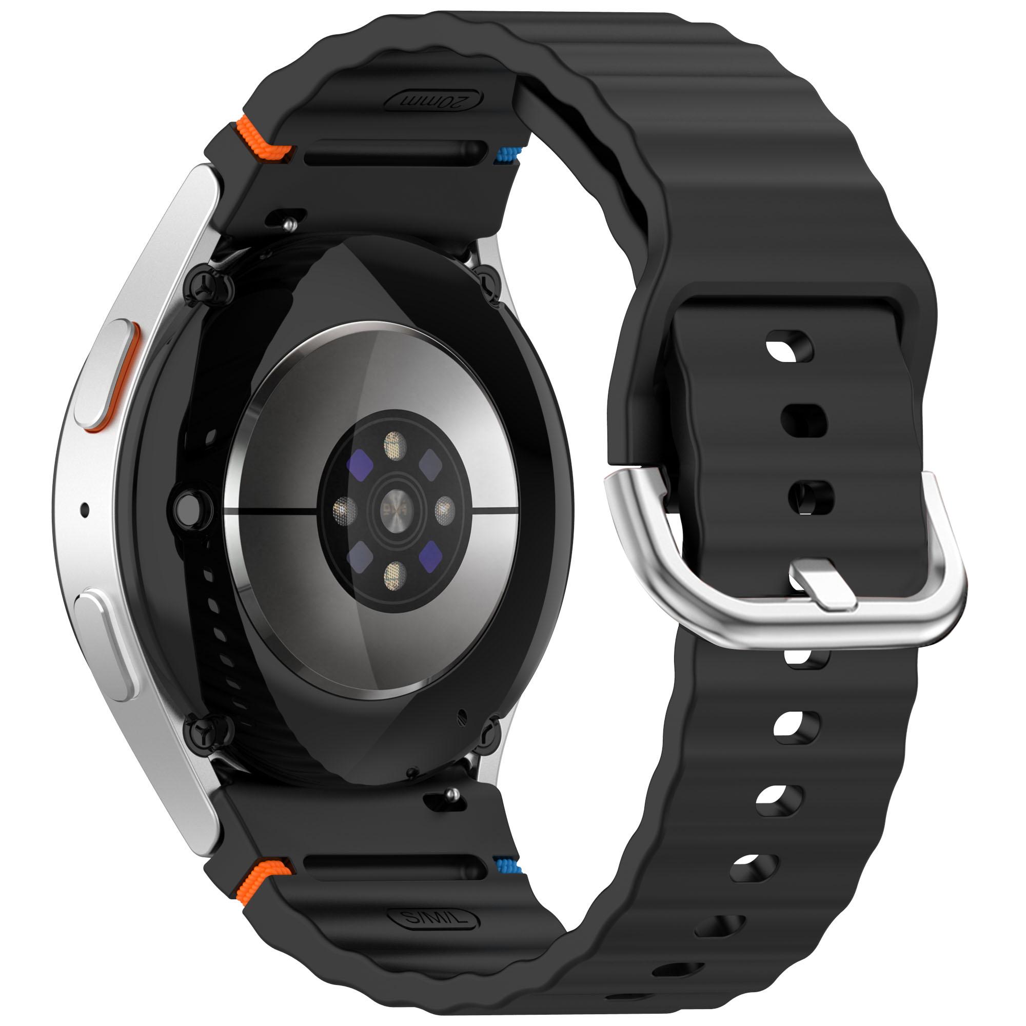 

Silicone Strap for Samsung Galaxy Watch7/6/5 Pro/5 Watch Band Wave Design with Silver Metal Buckle I