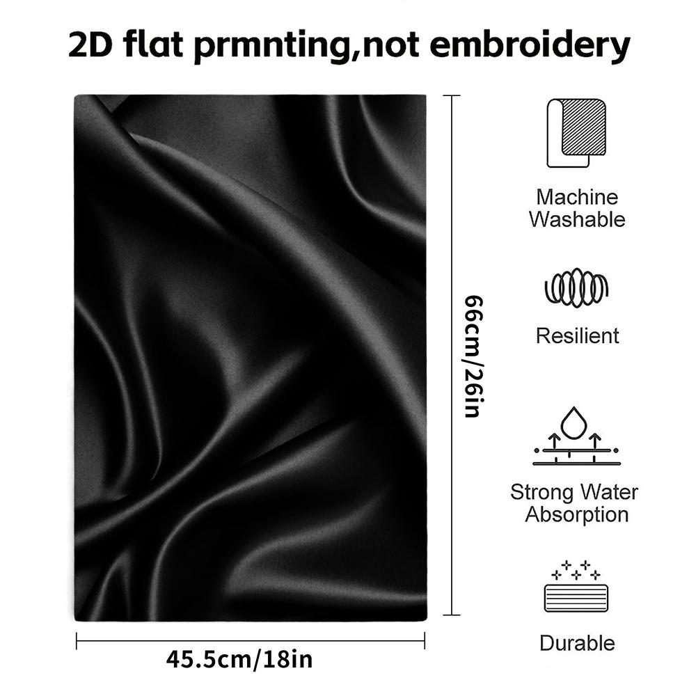 Luxury Black Satin Texture Towel, Soft Absorbent Daily Shower Towel