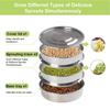 Stainless Steel Sprout Grower 7.8 Inch Stackable 3-Tier Sprouting Trays Round Sprouting Grower Microgreens Propagator