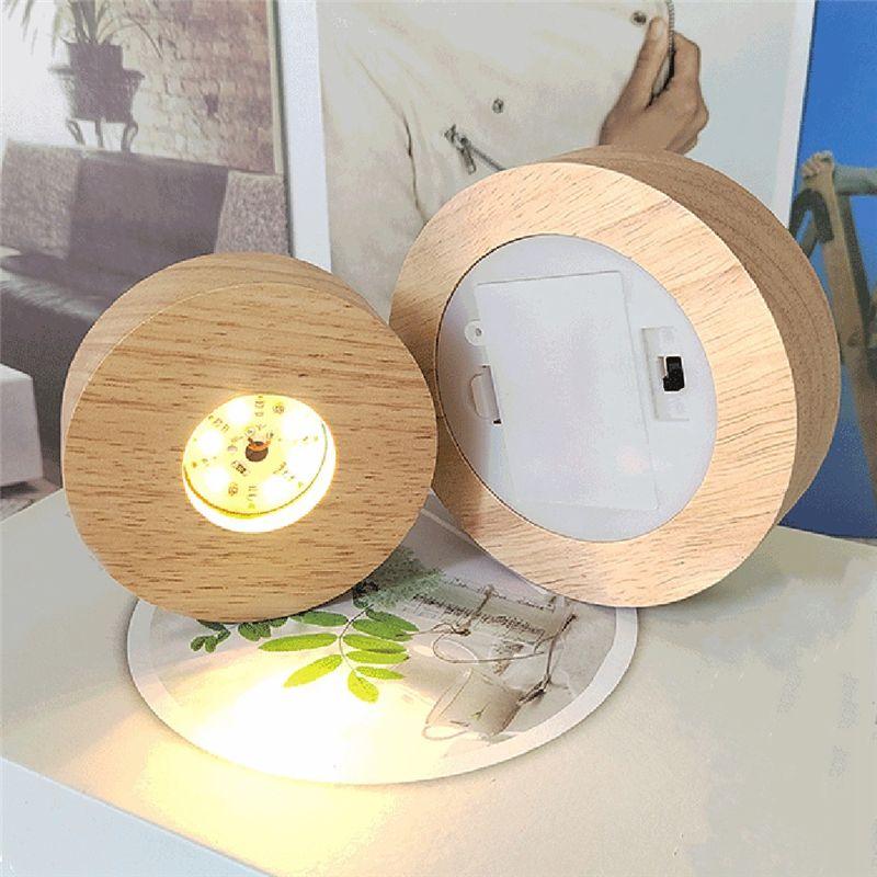 M-Modern-Led Wood Display Stand For Glass Art LED Lighted Base Crystal Art Wood Display Lighted Base 10Cm Multicolor Lights