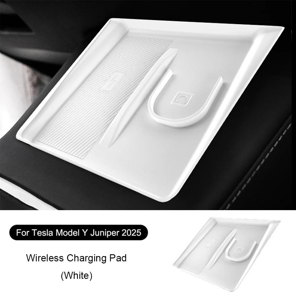 Car Wireless Charging 2-in-1 Silicone Pad for Tesla Model Y Juniper 2025 Anti-skid Accessories for Mobile Phone and Earphones