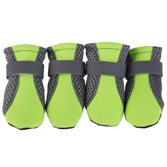 4 Stück Haustier-Hundeschuhe, rutschfeste, weiche Sohle, atmungsaktives Mesh, verstellbare Riemen, Stiefel