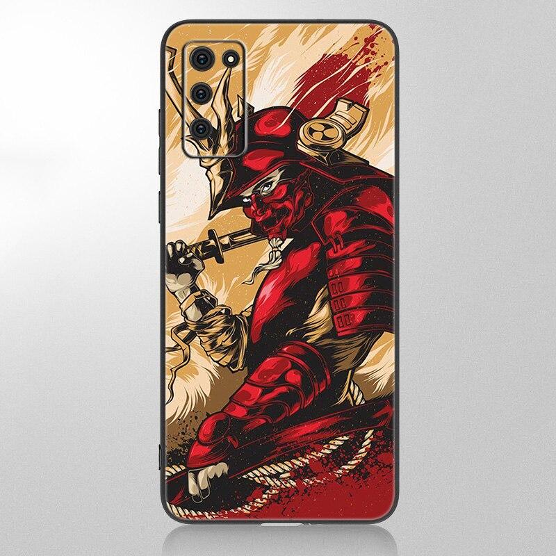 Japanese Samurai Phone Case For Samsung Galaxy A12 A02S A22 A32 A52 A72 A71 A51 A41 A31 A21 A11 A50 A70 A10S A20S Black Cover