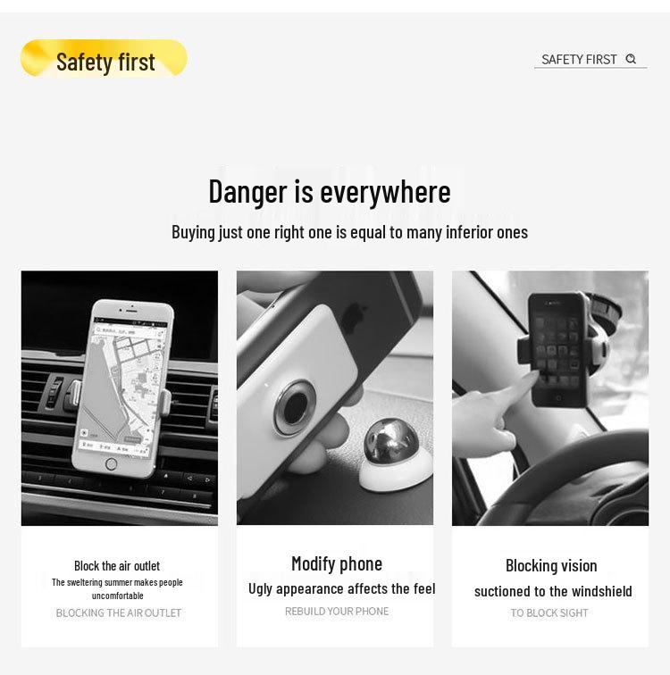 Multifunktionell Biltelefonhållare med Sugkopp för Montering på Instrumentpanel