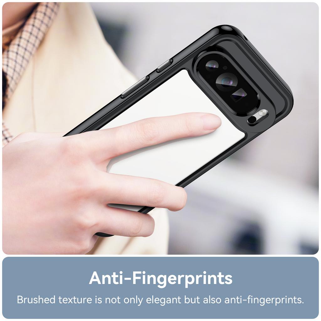 Google Pixel 9 Pro XL caurspīdīgajam tālruņa korpusam, TPU rāmja akrila aizmugures vāciņam