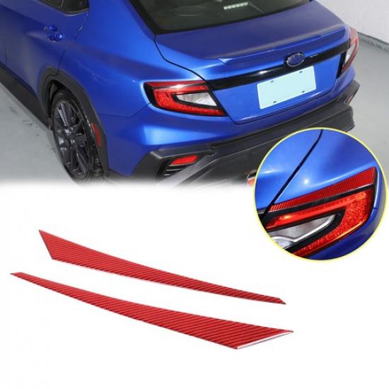 Red Carbon Fiber Rear Taillight Eyebrow Panel Trim Cover For Subaru WRX 22-24