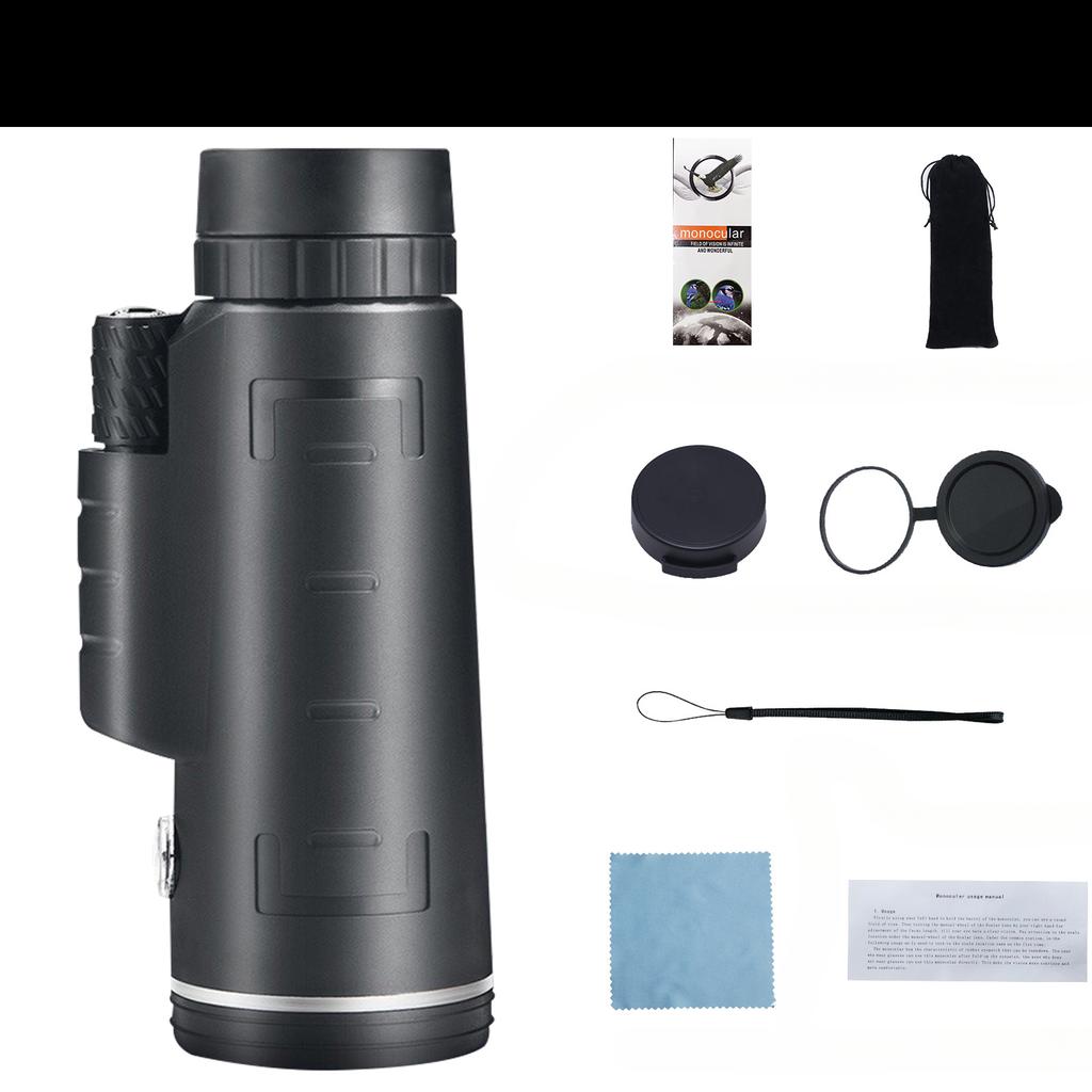 Teleskop med hög upplösning och hög förstoring mörkerseende i svagt ljus med kompass, utomhus med mobiltelefon för fotografering