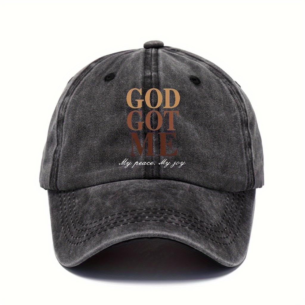God Got Me My Peace My Joy Print Baseball Cap Vintage Washed Polyester Casual Outdoor Adjustable Unisex Cap