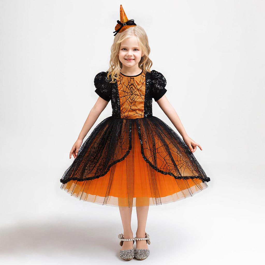 Children's Halloween Witch Vampire Masquerade Cosplay Princess Party Dress