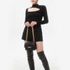 Michael Kors Shoulder Bag Heather Classic Solid Color Commuter Letter Logo Fashion Revised Leather Small Square Chain Envelope Crossbody Women's Black