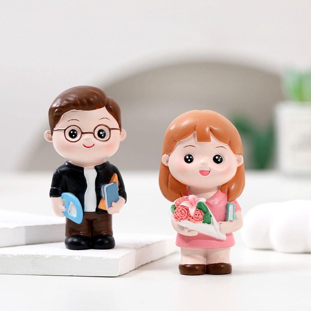 Resin Teacher Figurine Model DlY Baking Cake Decoration Teacher Statue Ornaments Collection Crafts