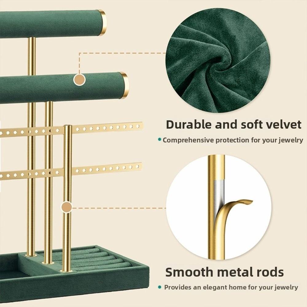 3 Tier Bracelet Holder Display Detachable Metal T Bar Velvet Bracelet Rack Storage Jewelry Holder Organizer For Earrings Rings