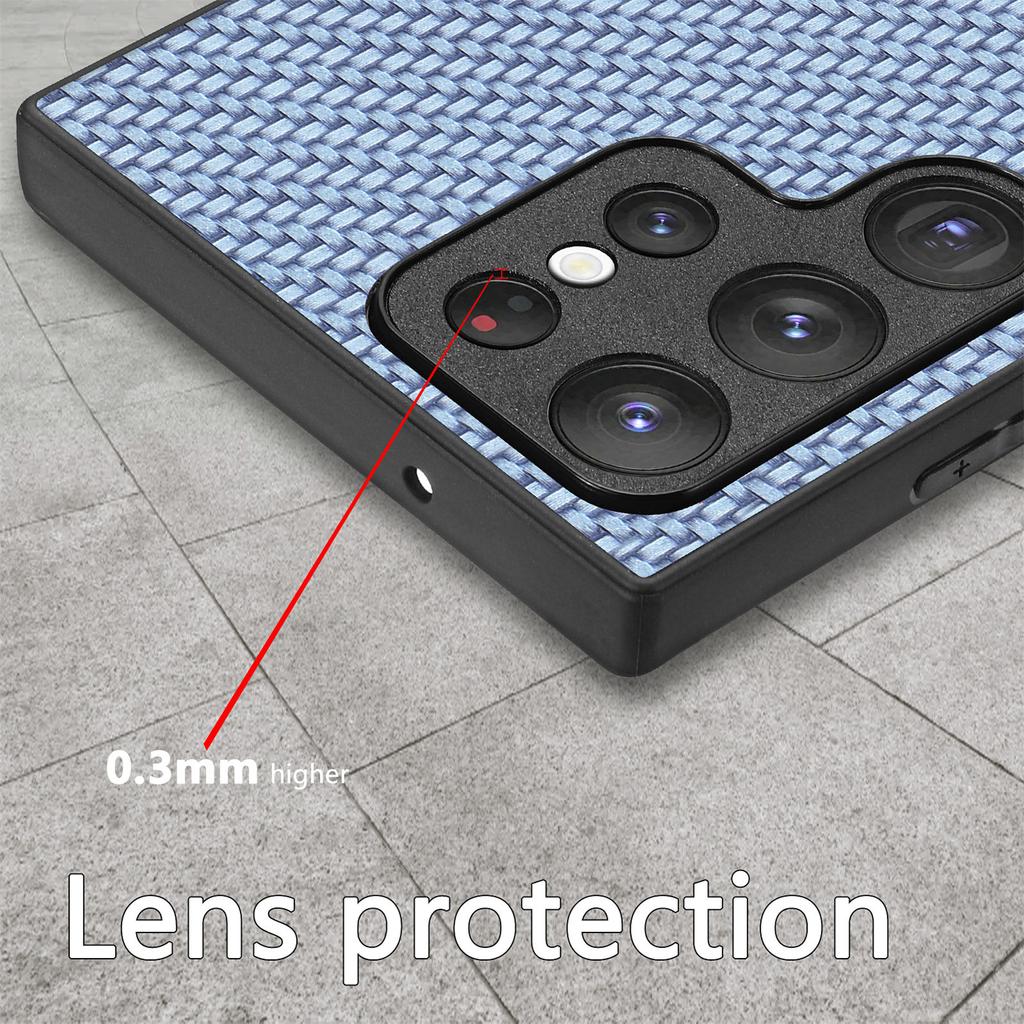 Für Samsung Galaxy S23 Ultra Hülle Kohlefaser Textur PU+PC+TPU Handyhülle