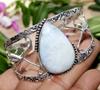 Huge Rainbow Moonstone 925 Silver Plated Bangle 6.5" Elegant Gift Design q7H54