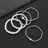 5pcs Simple Beaded Pearl Design Bracelet Set For Women Vintage Silver Color Charm Bangles Holiday Date Daily Party Jewelry Gifts