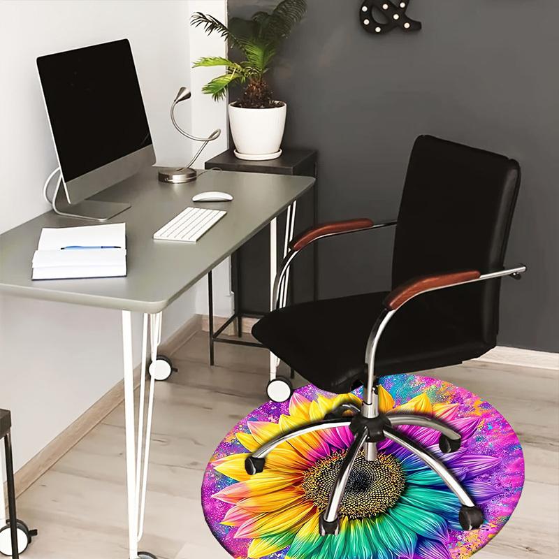

1pc Office Carpet Chair Mats Colorful Sunflower Artwork Perfect for Decorating Office Chairs, Living Rooms, Or Bedrooms.YDT102 80cm by 80cm