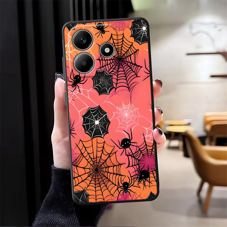 

Case for Xiaomi Redmi Note 9 10 11 12 Pro 11s 9S 13 14 Pro Plus 7 8 10S 12s Black Soft Phone Cover Pumpkin Spider Redmi Note 9 4G