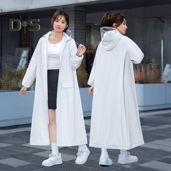 Impermeable con capucha Impermeable EVA Cierre de cremallera con botones Reutilizable Adultos Ultraligero Impermeable Grueso Portátil Exterior Viaje Chaqueta de lluvia Poncho Ropa de lluvia