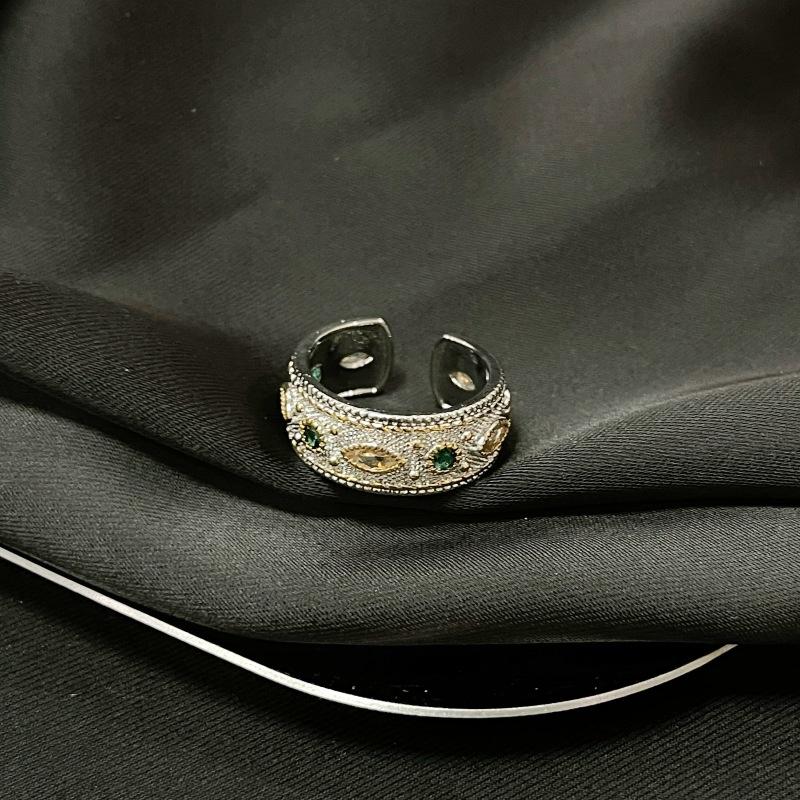 Nischen Design Spitze Gebürstete Webart Graviert Gold Schwarz Gold Galvanisiert Zweifarbig Gold Offener Ring Damen Mittelalter Persönlichkeitsring