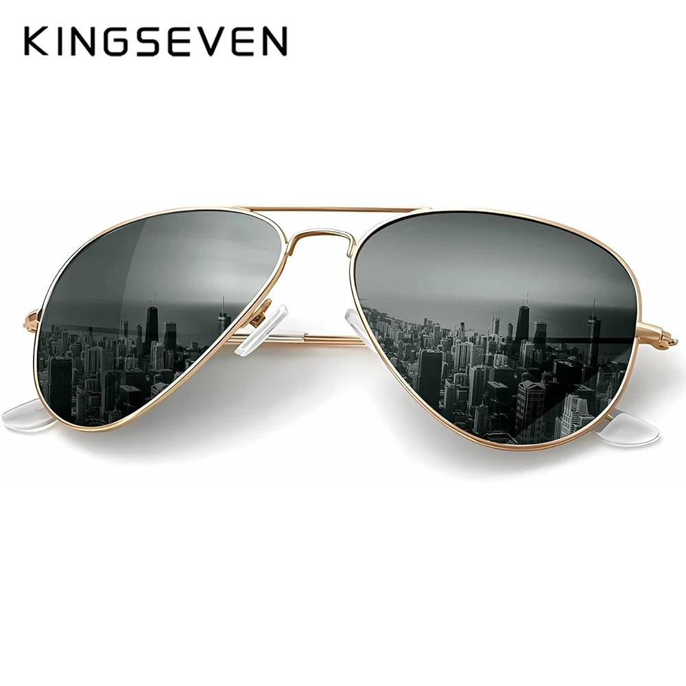KINGSEVEN New Fashion Men‘s Sunglasses Polarized UV400 Mirror Gradient Lens Pilot Frame Glasses Women Retro Luxury Eyewear