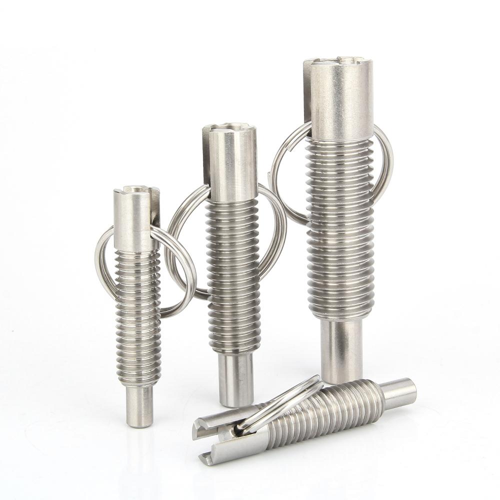 1 stk Rustfritt/Karbonstål Plasseringspinner M6~M16 Indekseringsbolt Håndinntrekkbare Fjærpinner Indekseringsplunger Med Ring