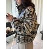 Damen Winter Koreanisch Retro Jacquard Lammwolle Stehkragen Dicke Jacke Warme Plüschjacke
