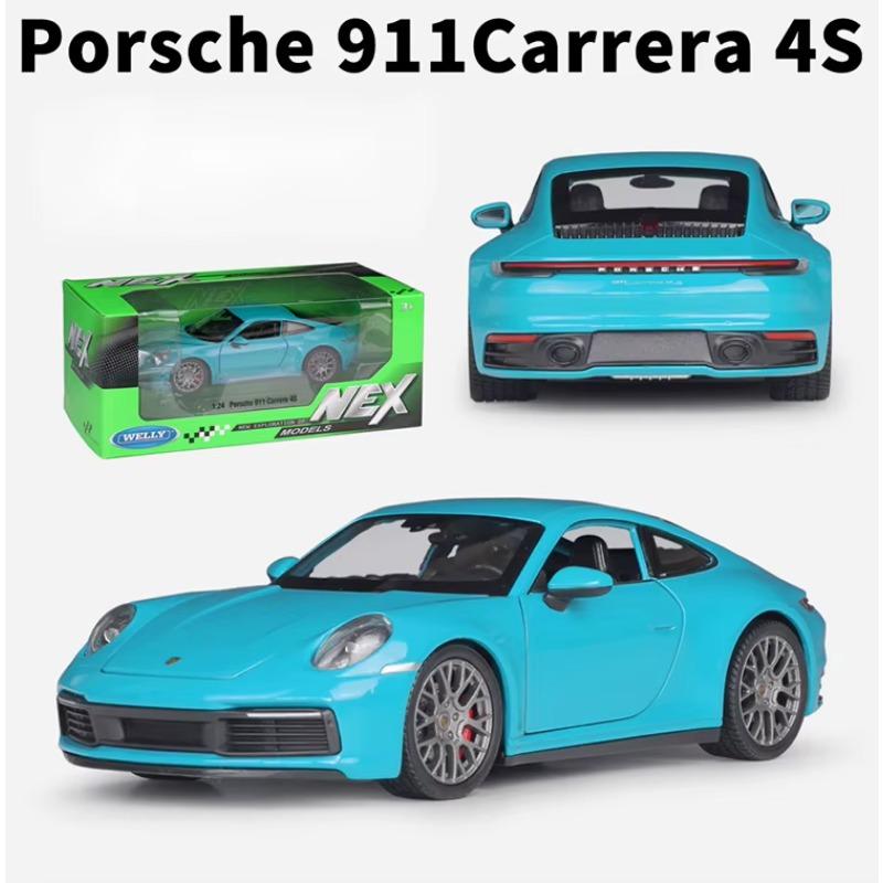 1/24 Porsche 911 Carrera 4S WELLY Diecast Auto Simulator Legierung Metall Modellauto Sportwagen Für Kinder Geschenk Sammlung Dekoration