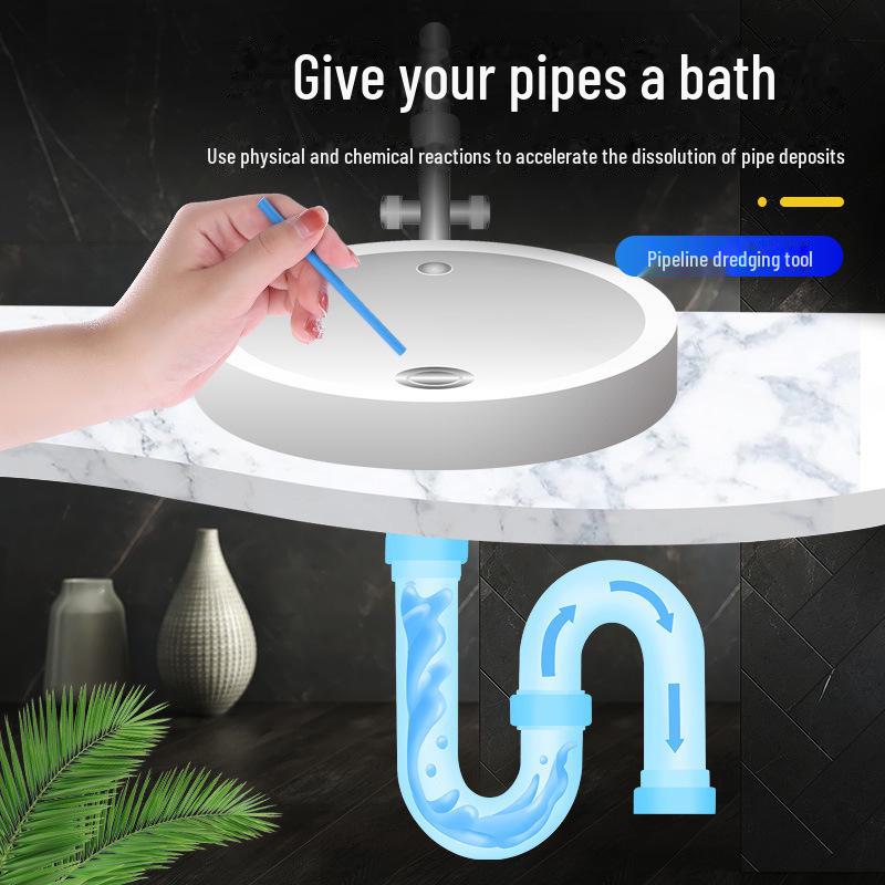 Drain Cleaning Stick: Deodorizes, Dissolves, and Dredges Pipes - Ideal for Kitchen and Household Use.