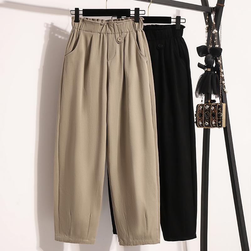 

DIMANAF осенняя женская одежда больших размеров, длинные брюки, новые брюки, базовые, с высокой талией, повседневные, однотонные, женские, свободные 2025 M чёрный