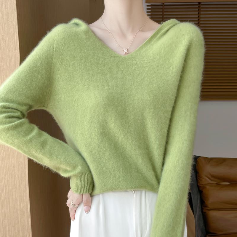 Women's Cashmere Sweater Qinghe Cashmere 30% Cashmere 70% Wool Autumn and Winter Pullover Warm and Fashionable