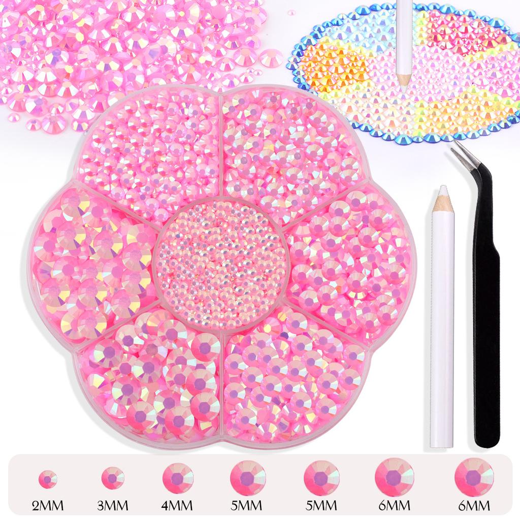 7 Grid Plum Blossom Boxed Resin Flat Bottom Nail Art Jewelry Jelly Diamond Violent Bear Ab Rhinestone Diy Clothing Diamond Sticker