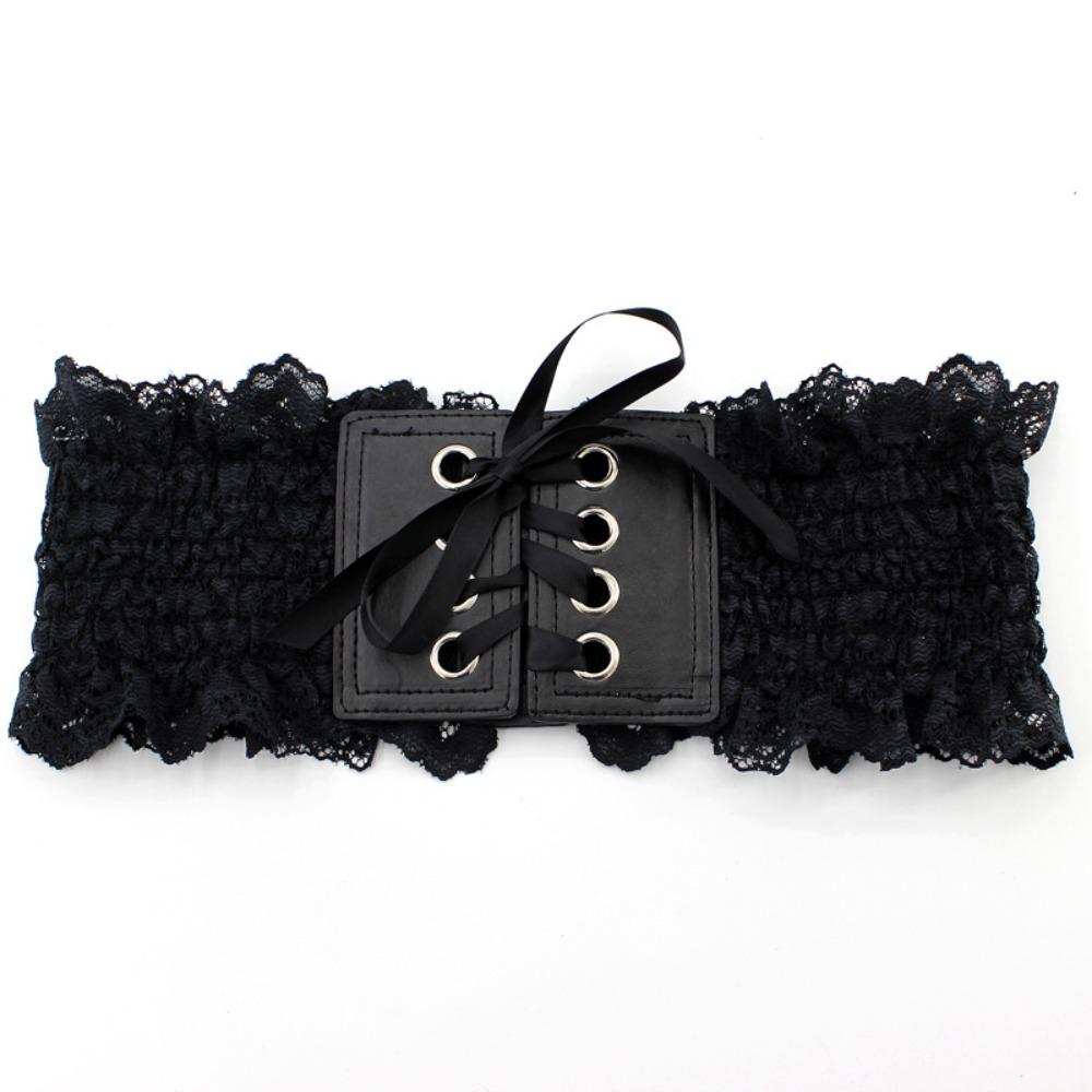 Adjustable Wide Belt PU Leather Waist Corset Punk Elastic Cummerbunds  Girl