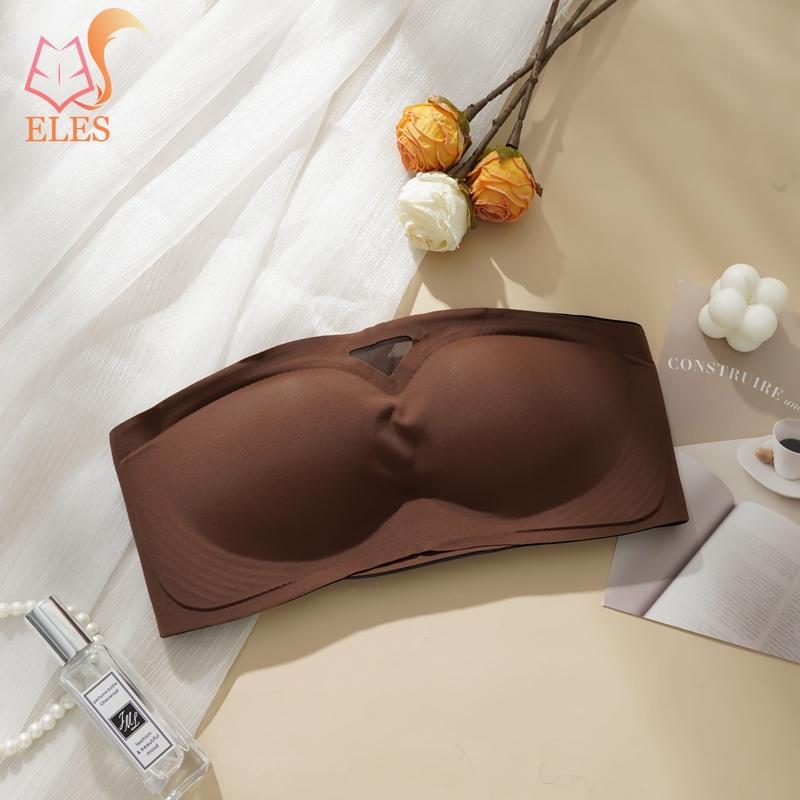 

Бюстгальтер-топ без бретелей, нековзний, літній тонкий бюстгальтер для маленьких грудей, зібраний, безшовний, невидимий, з красивою спинкою, обгортаючий XL коричневий