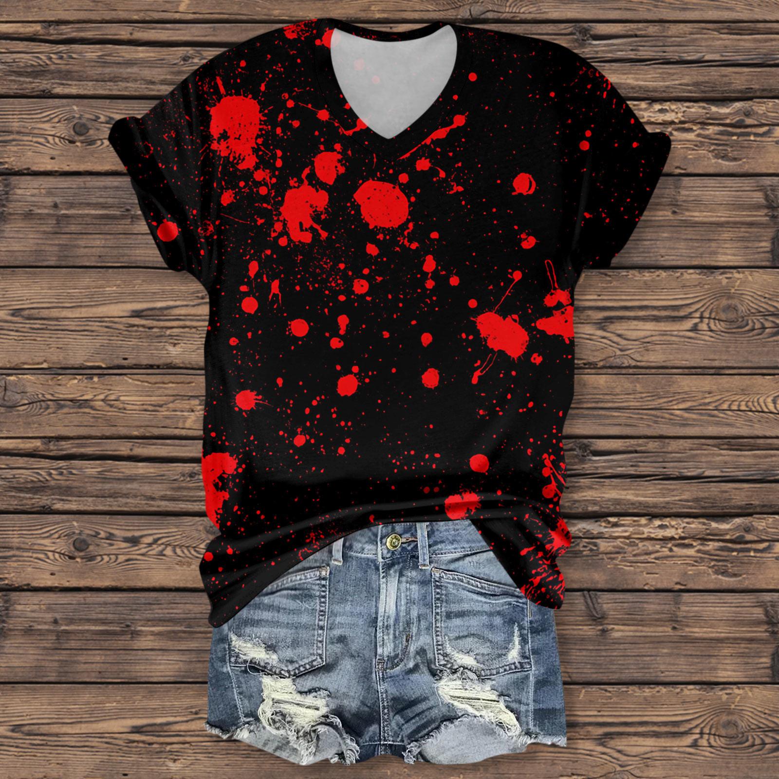 

Женская мода повседневная рубашка с рукавом три четверти и принтом букв на Хэллоуин L винный