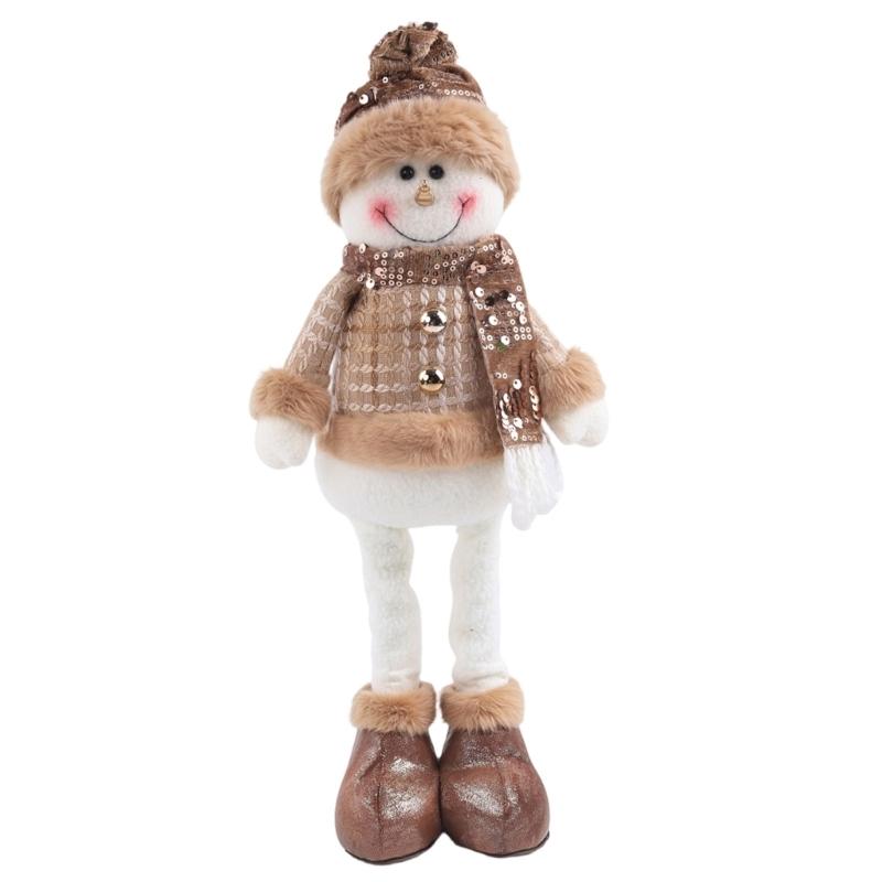 Extendable Christmas Decorative Figure with Fabric Texture, Holiday Character Ornament for Living Room Shelf Displays