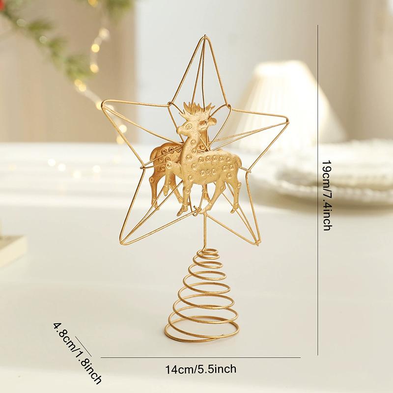 1Pc Christmas Tree Topper Modern Hollow Design Home Decor Christmas Tree Decorations Shimmering Christmas Topper Star Ornament
