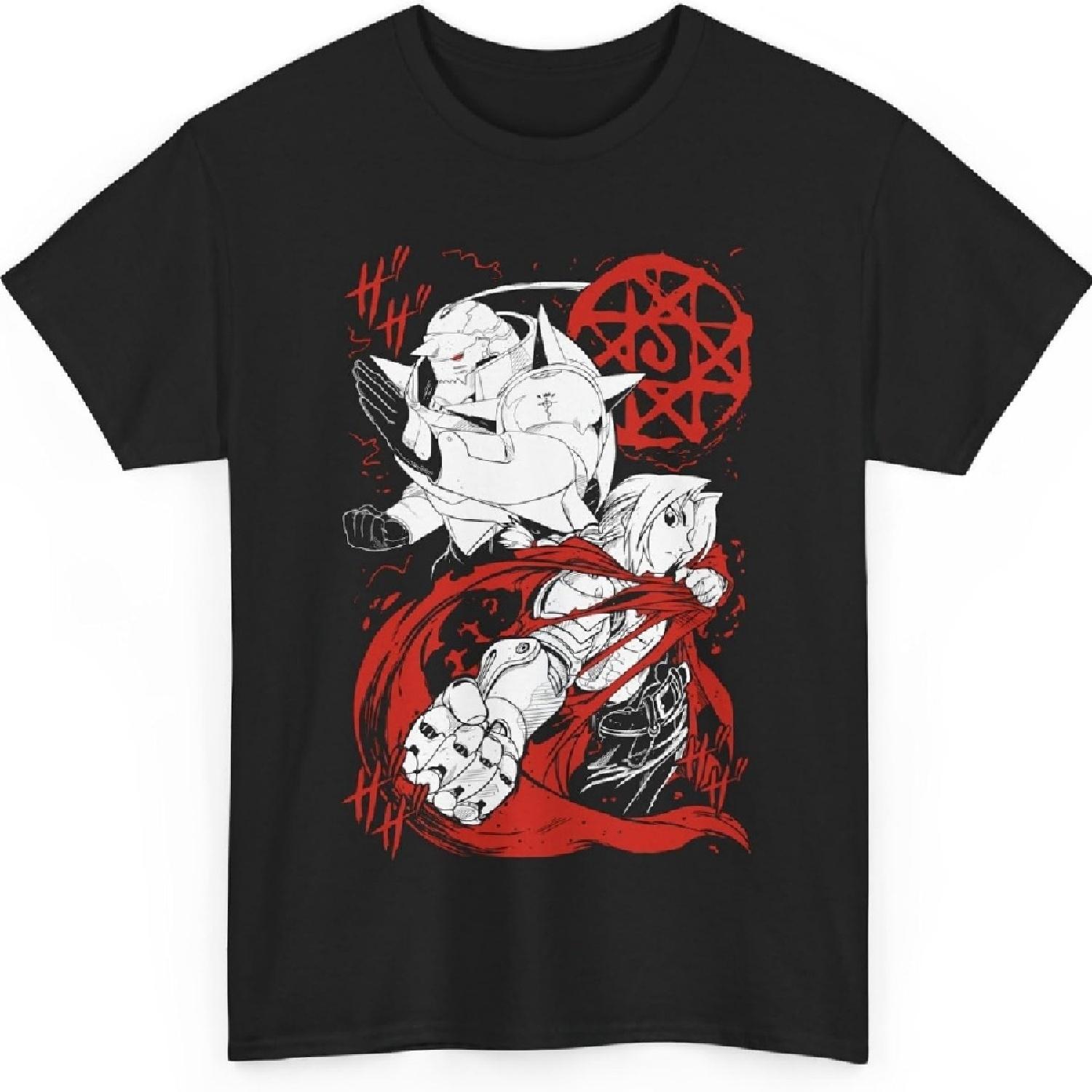 

Футболка Аниме Стальной Алхимик, Футболка Хлопковая с Коротким Рукавом, Аниме Футболка, M-7 XXXXXL чёрный