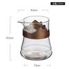 Japanischer hitzebeständiger Glas-Fair-Cup Teekanne mit Anti-Verbrühungs-Walnuss-Griff Chahai Halbmond-Filtertasse Kungfu Teegeschirr
