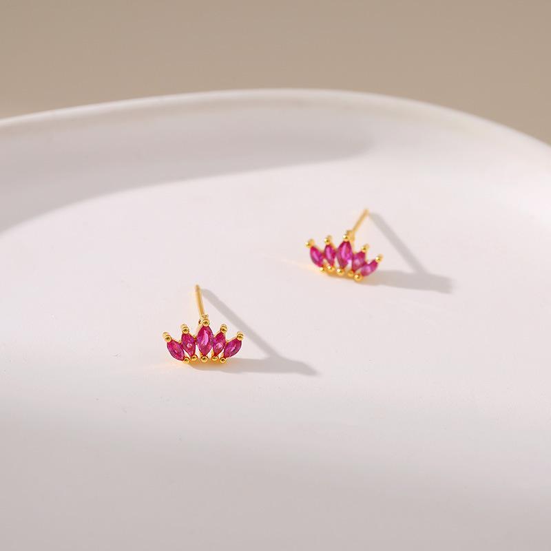 Luxury Exquisite Crown Shape Inlaid Zircon High End Small Designer Earrings For Women