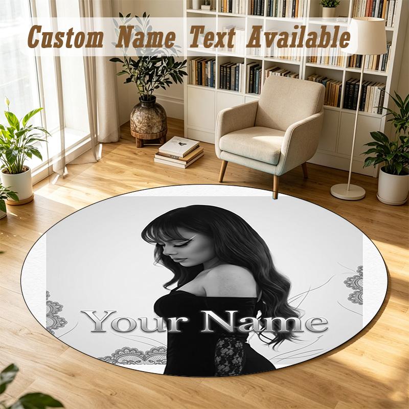 Round Rug Custom NameAyliva Pattern Non Slip Carpet Home Floor Decor