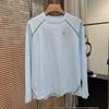 Unisex Autumn/Winter Patchwork Color Block Fleece Long Sleeve T-Shirt
