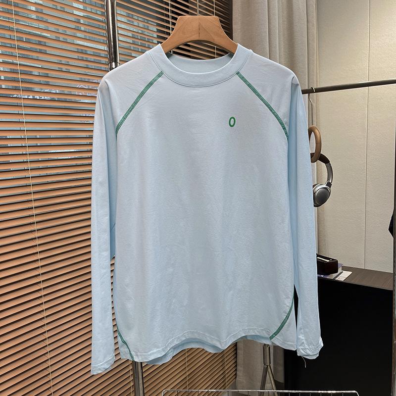 Unisex Autumn/Winter Patchwork Color Block Fleece Long Sleeve T-Shirt