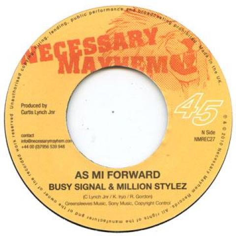 

7-дюймовая пластинка BUSY SIGNAL & MILLION STYLEZ - As Mi Forward NMREC27 Necessary Mayhe 2010 UK Регги, Ска и Даб