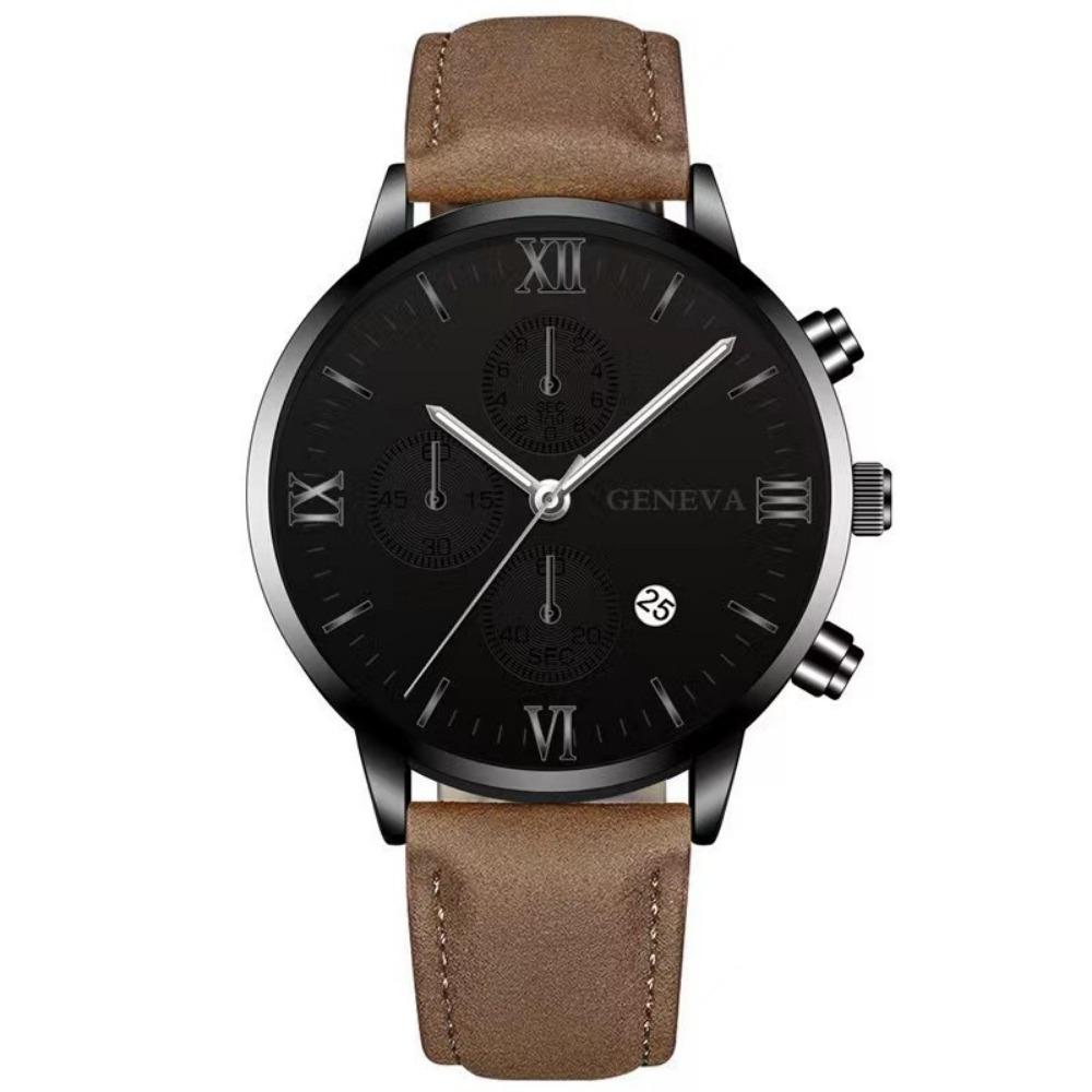 Businessuhr, Herren Casual Genf Quarz Uhr, Herren Kalender Armbanduhr