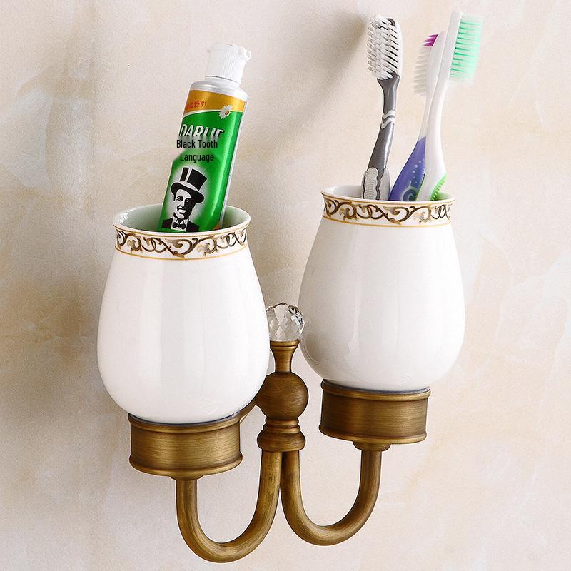 Antique Brass Bathroom Towel Rack & Accessories Set